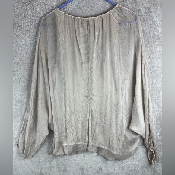 PIAZZA ROMA Made in Italy 100% Silk Blouse Sz XS Top Sheer Silk Overlay Summer - Picture 11 of 16
